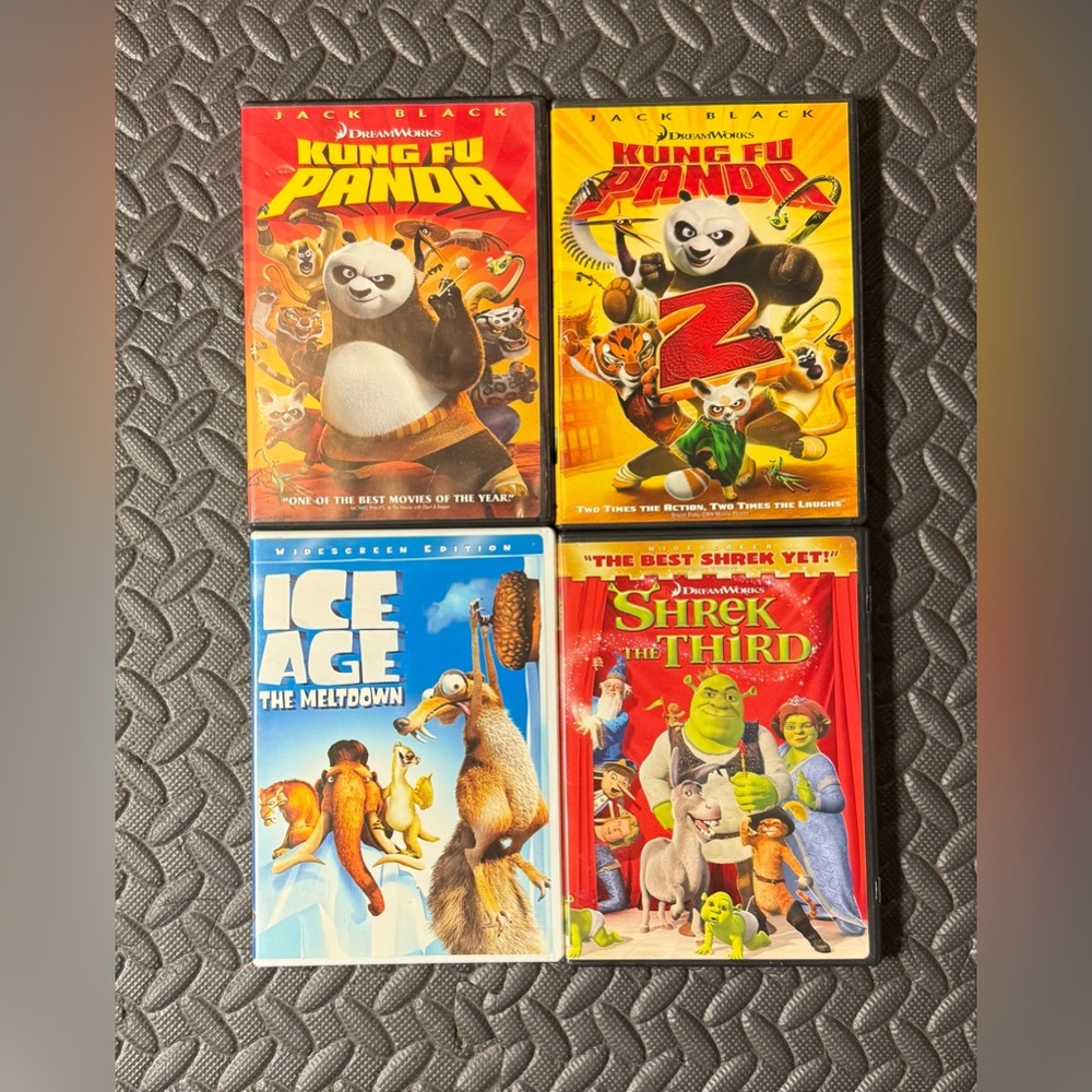 Animated Movie DVD Collection: Kung Fu Panda 1-2, Ice Age, Shrek 3